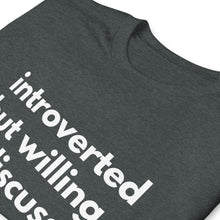 Load image into Gallery viewer, Introverted But Willing To Discuss Planes Short-Sleeve Unisex T-Shirt