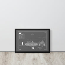 Load image into Gallery viewer, T-10 Blueprint Framed Poster 12" x 18"