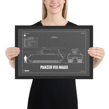 Load image into Gallery viewer, Panzer VIII Maus Blueprint Framed Poster 12" x 18"
