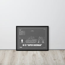 Load image into Gallery viewer, M-51 "Super Sherman" Blueprint Framed Poster 18" x 24"