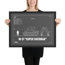 Load image into Gallery viewer, M-51 "Super Sherman" Blueprint Framed Poster 18" x 24"