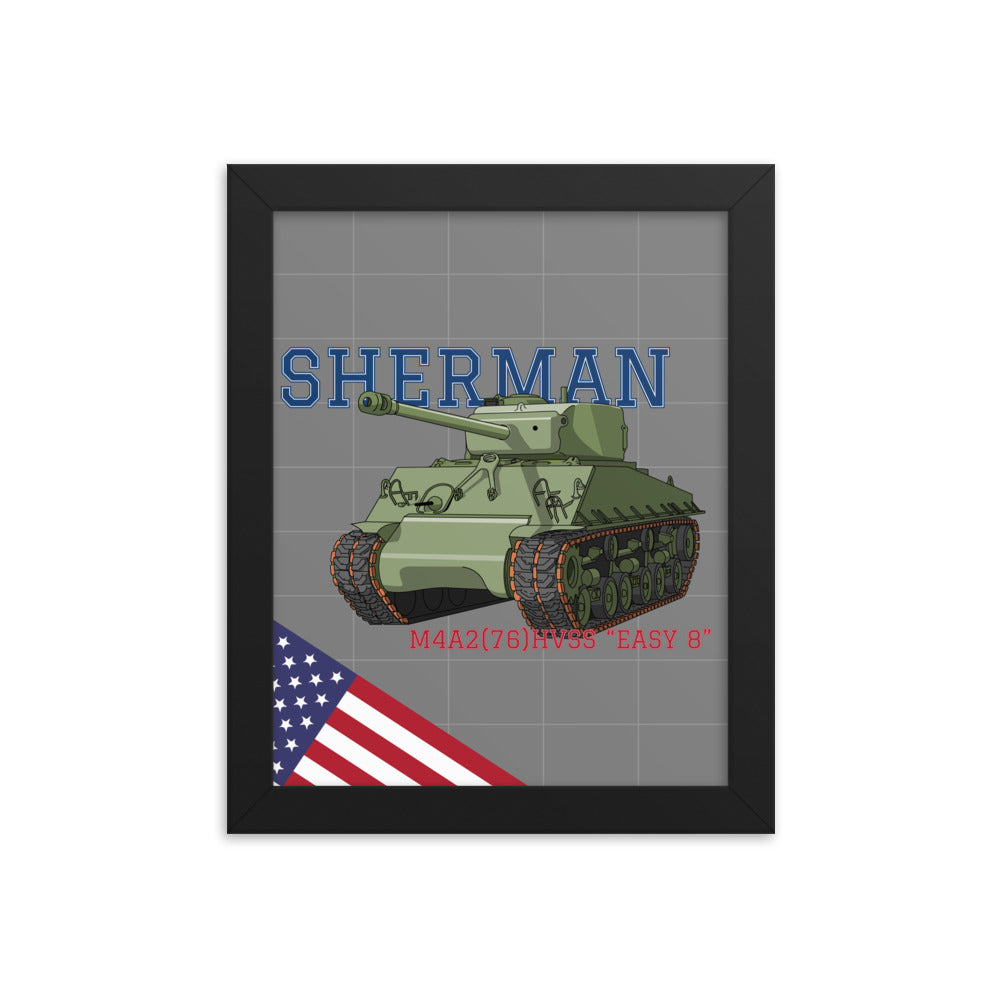 Framed Sherman Tank Poster