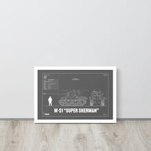 Load image into Gallery viewer, M-51 "Super Sherman" Blueprint Framed Poster 12" x 18"