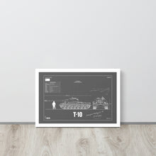 Load image into Gallery viewer, T-10 Blueprint Framed Poster 12" x 18"