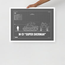 Load image into Gallery viewer, M-51 &quot;Super Sherman&quot; Blueprint Framed Poster 18&quot; x 24&quot;
