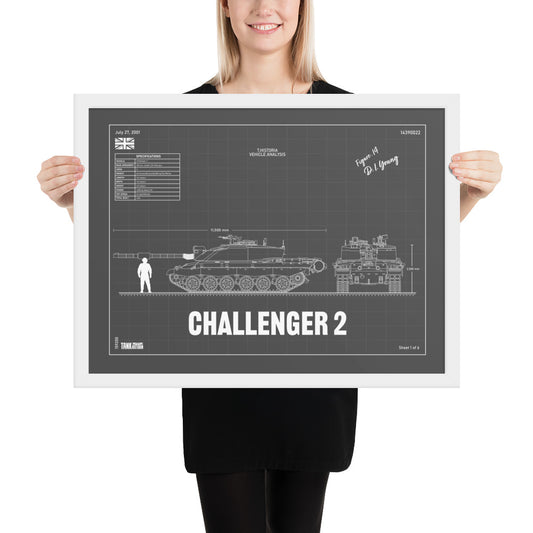 Challenger 2 Blueprint Framed Poster 18" x 24"