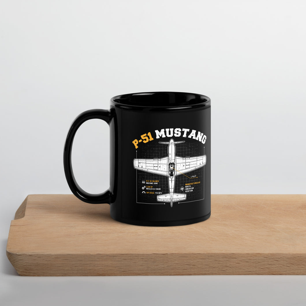 P-51 Mustang Black Glossy Mug
