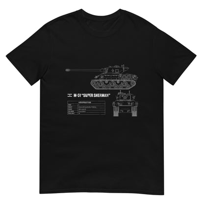 M-51 "Super Sherman" Tank Blueprint Short-Sleeve Unisex T-Shirt