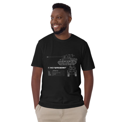 M-51 "Super Sherman" Tank Blueprint Short-Sleeve Unisex T-Shirt