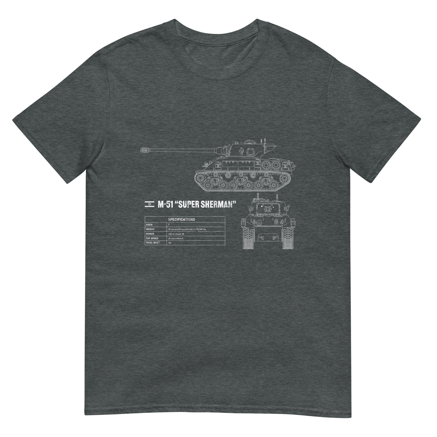 M-51 "Super Sherman" Tank Blueprint Short-Sleeve Unisex T-Shirt
