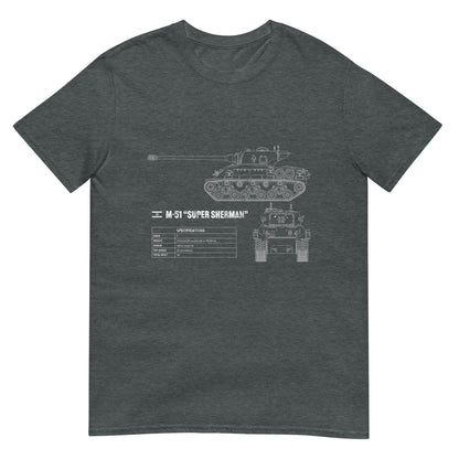 M-51 "Super Sherman" Tank Blueprint Short-Sleeve Unisex T-Shirt