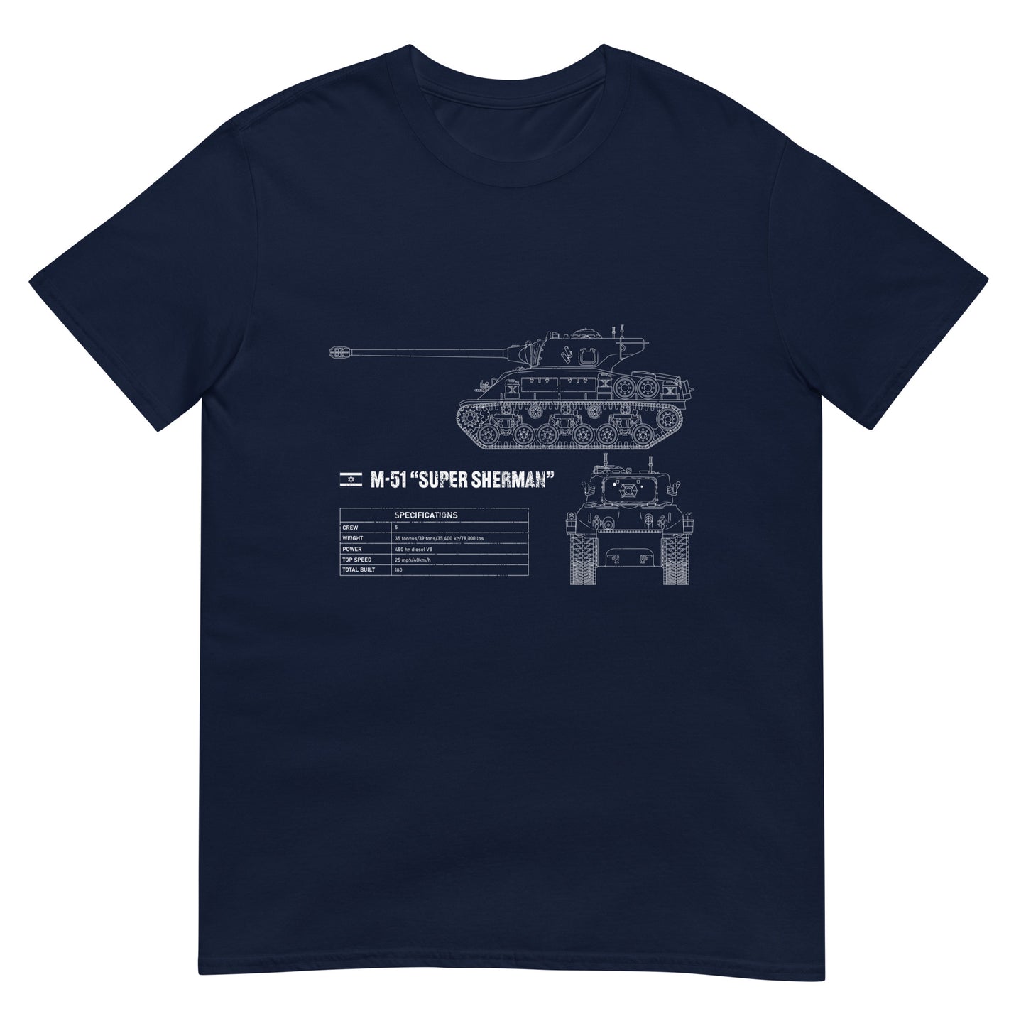 M-51 "Super Sherman" Tank Blueprint Short-Sleeve Unisex T-Shirt