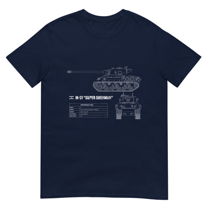 M-51 "Super Sherman" Tank Blueprint Short-Sleeve Unisex T-Shirt