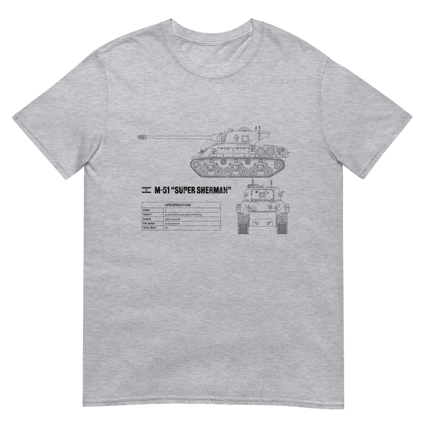 M-51 "Super Sherman" Tank Blueprint Short-Sleeve Unisex T-Shirt