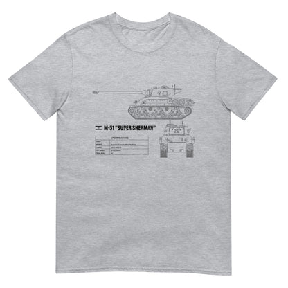 M-51 "Super Sherman" Tank Blueprint Short-Sleeve Unisex T-Shirt