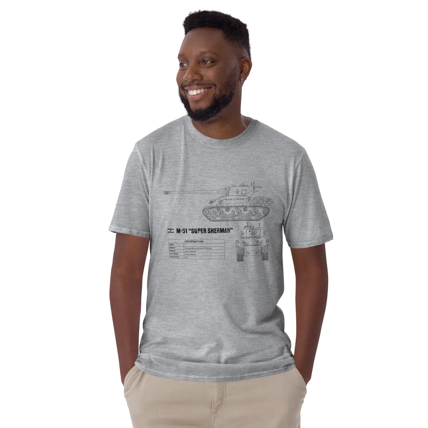 M-51 "Super Sherman" Tank Blueprint Short-Sleeve Unisex T-Shirt