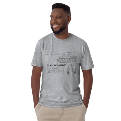 M-51 "Super Sherman" Tank Blueprint Short-Sleeve Unisex T-Shirt