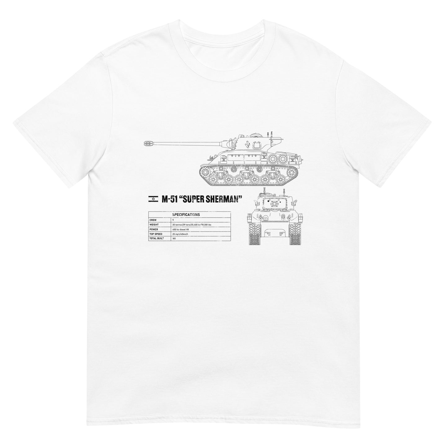 M-51 "Super Sherman" Tank Blueprint Short-Sleeve Unisex T-Shirt