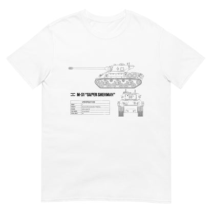 M-51 "Super Sherman" Tank Blueprint Short-Sleeve Unisex T-Shirt