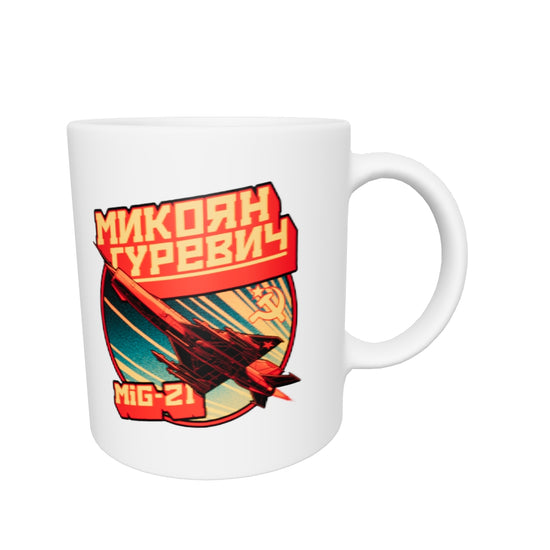 MiG-21 Aircraft White Glossy Mug