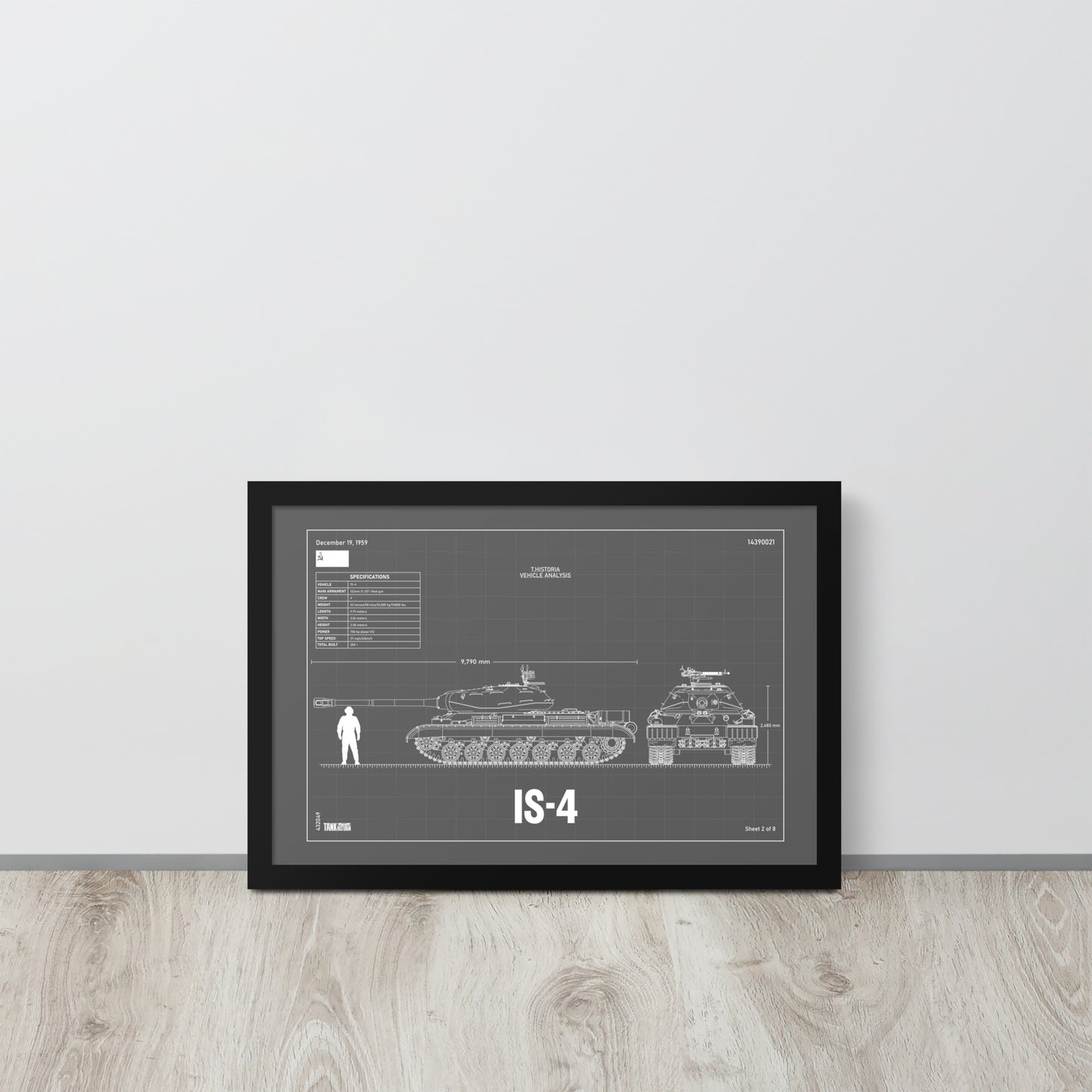 IS - 4 Blueprint Framed Poster 12" x 18"