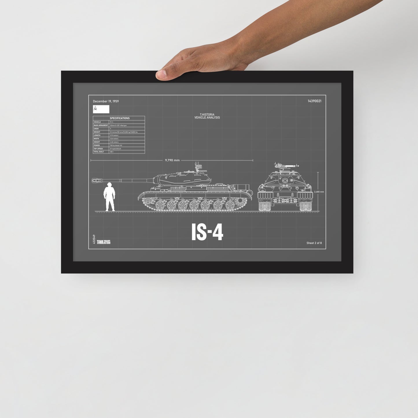 IS - 4 Blueprint Framed Poster 12" x 18"