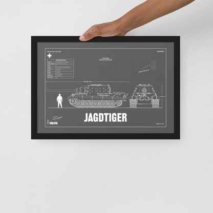 Jagdtiger Blueprint Framed Poster 12" x 18"