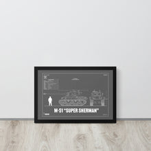 Load image into Gallery viewer, M-51 &quot;Super Sherman&quot; Blueprint Framed Poster 12&quot; x 18&quot;
