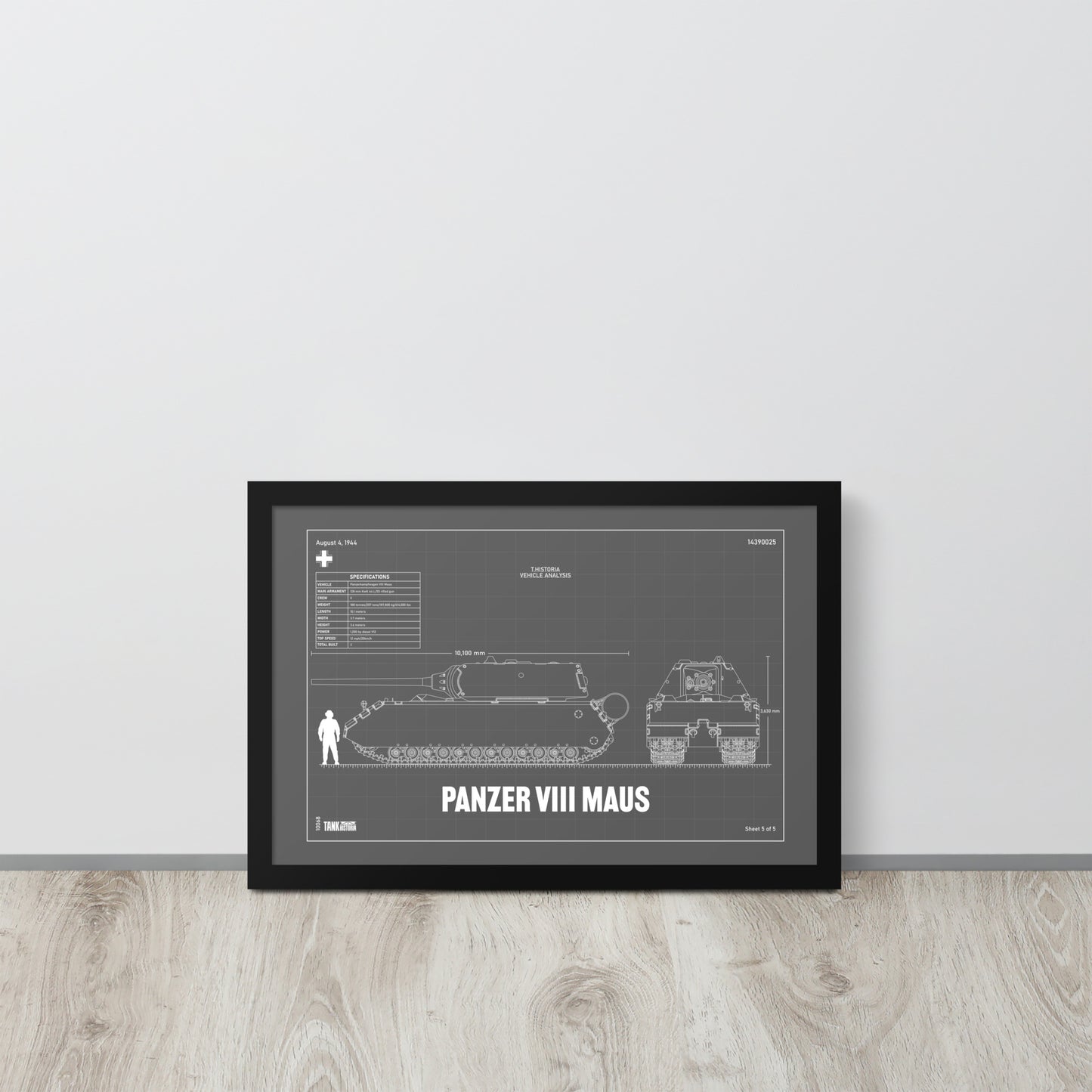Panzer VIII Maus Blueprint Framed Poster 12" x 18"