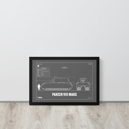 Panzer VIII Maus Blueprint Framed Poster 12" x 18"