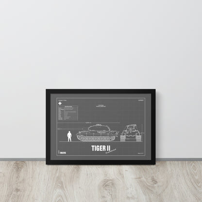 Tiger II Blueprint Framed Poster 12" x 18"