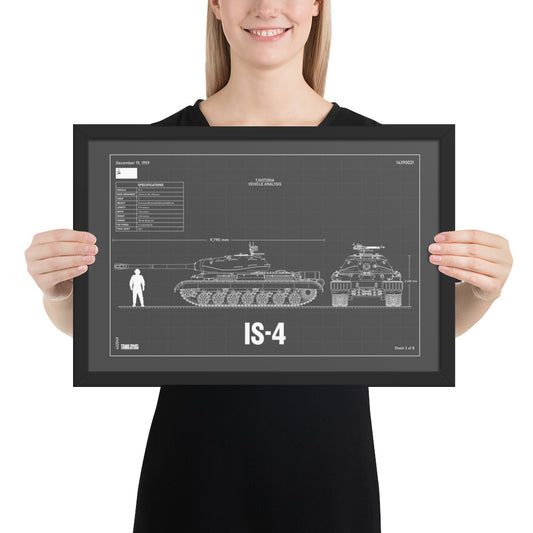 IS - 4 Blueprint Framed Poster 12" x 18"