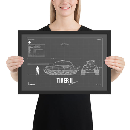 Tiger II Blueprint Framed Poster 12" x 18"