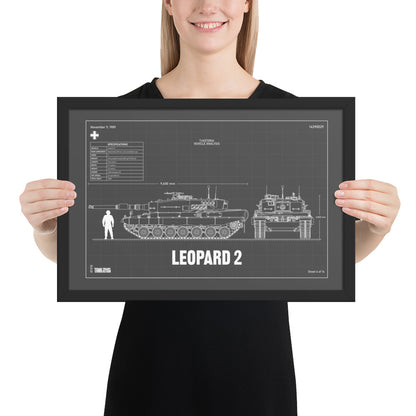 Leopard 2 Blueprint Framed Poster 12" x 18"