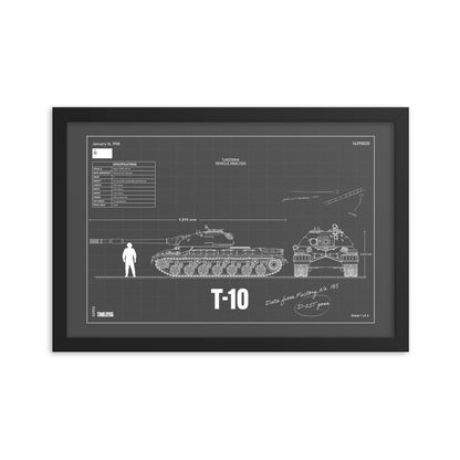 T-10 Blueprint Framed Poster 12" x 18"