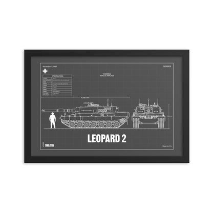 Leopard 2 Blueprint Framed Poster 12" x 18"