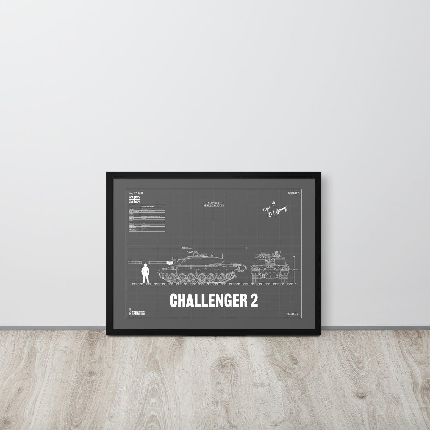 Challenger 2 Blueprint Framed Poster 18" x 24"