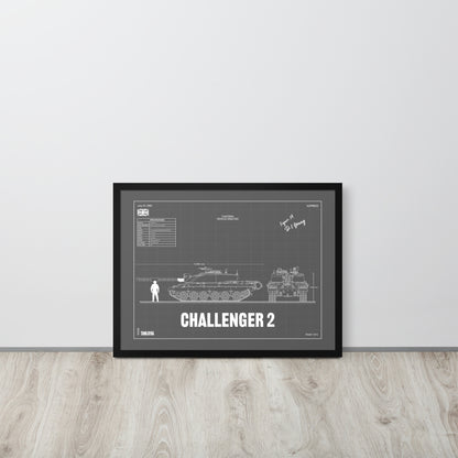 Challenger 2 Blueprint Framed Poster 18" x 24"