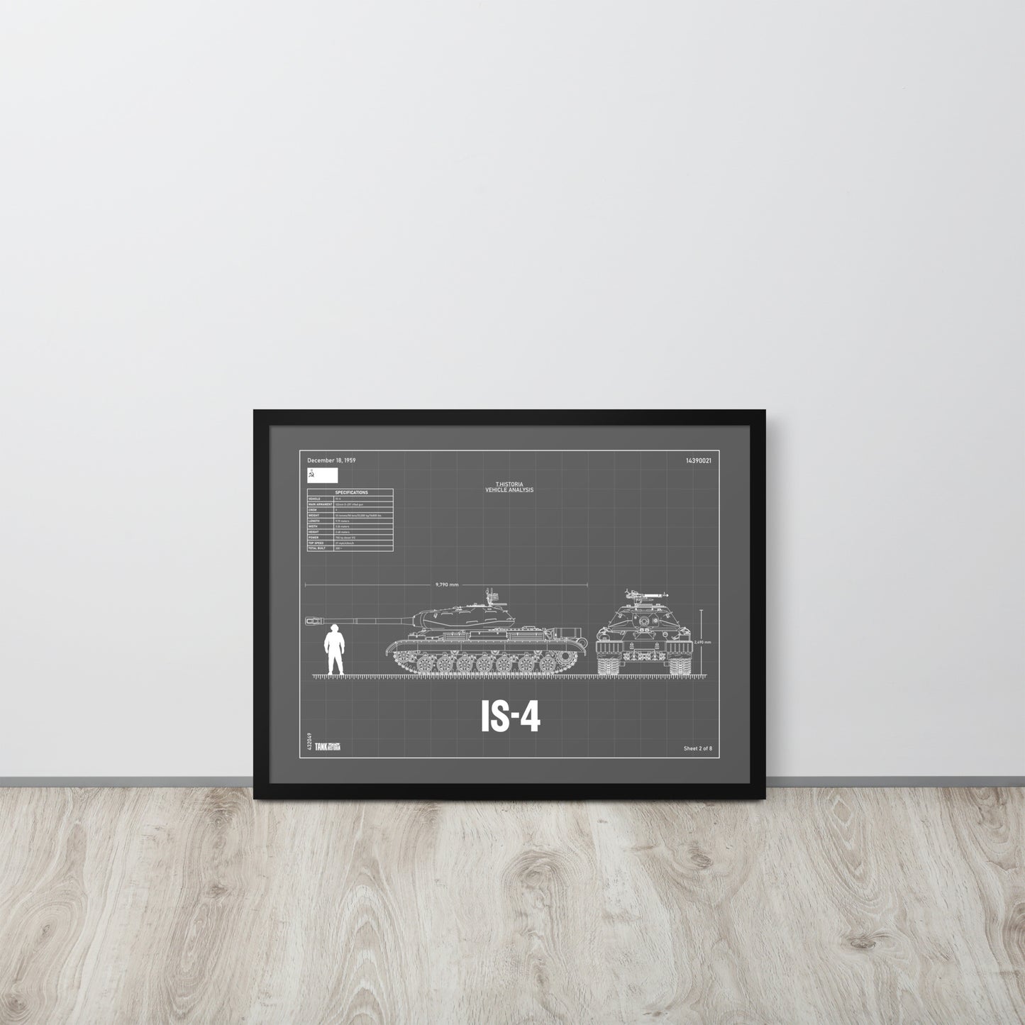 IS - 4 Blueprint Framed Poster 18" x 24"