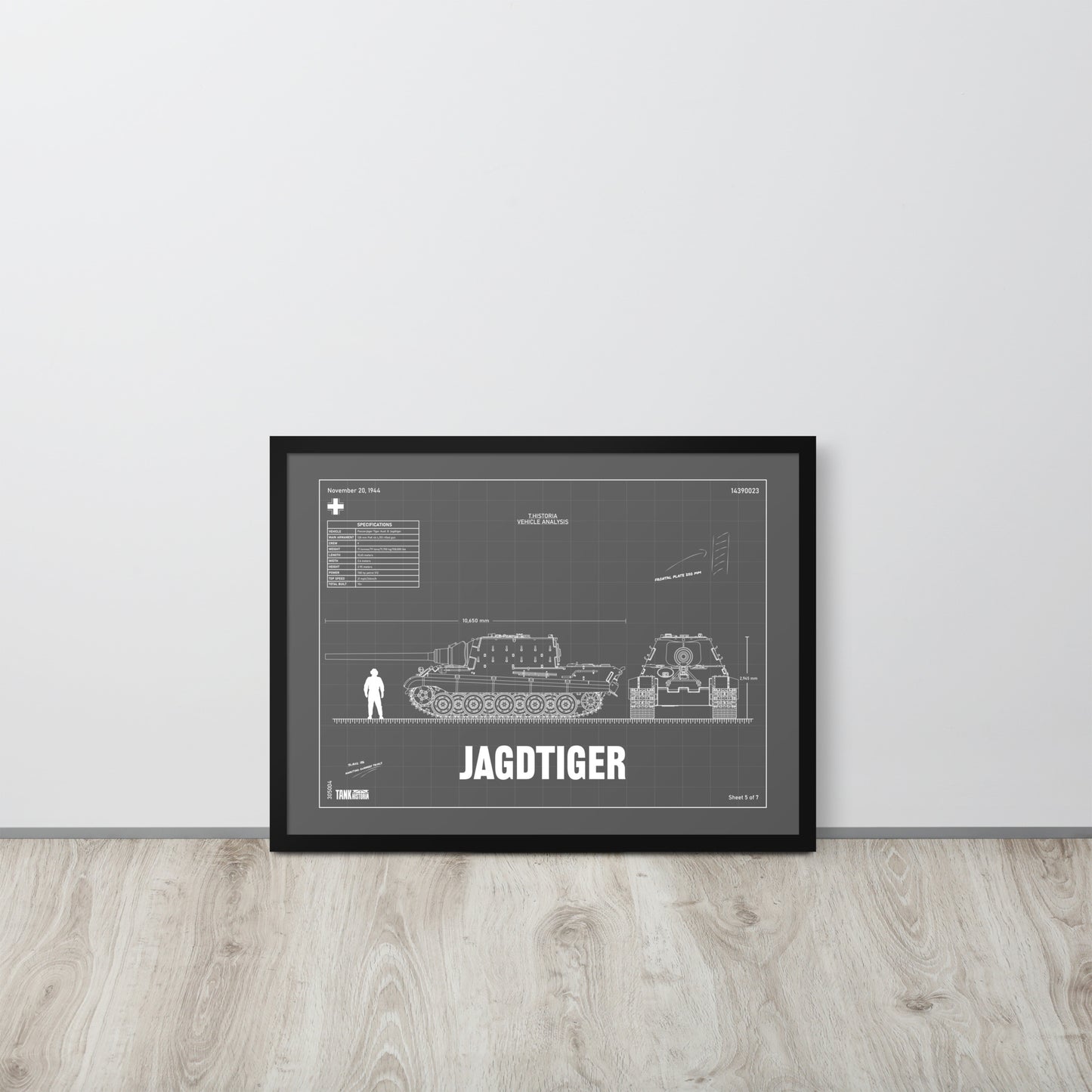 Jagdtiger Blueprint Framed Poster 18" x 24"