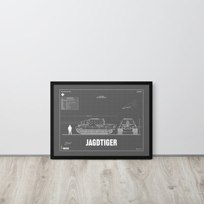 Jagdtiger Blueprint Framed Poster 18" x 24"