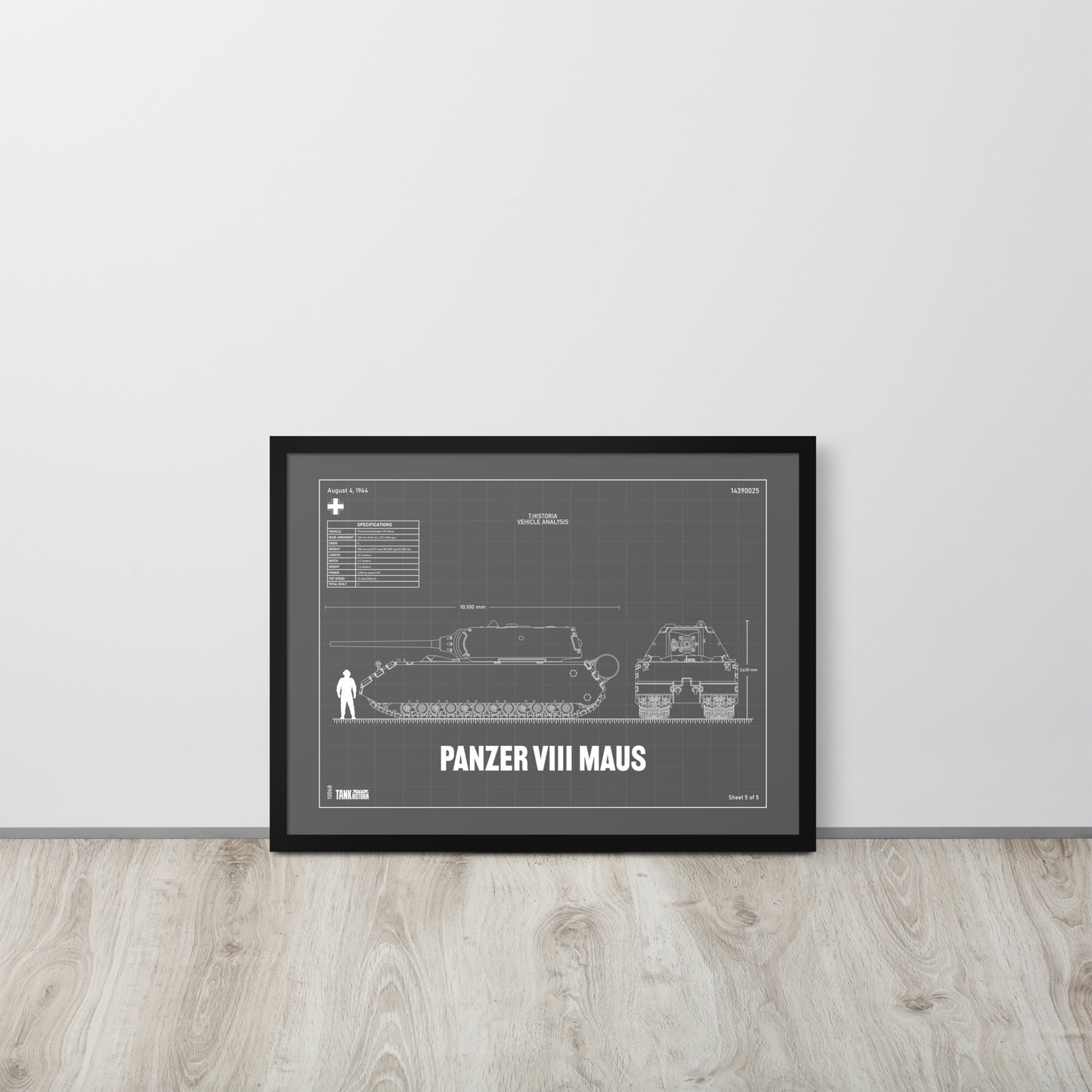 Panzer VIII Maus Blueprint Framed Poster 18" x 24"