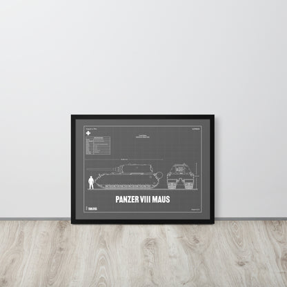Panzer VIII Maus Blueprint Framed Poster 18" x 24"