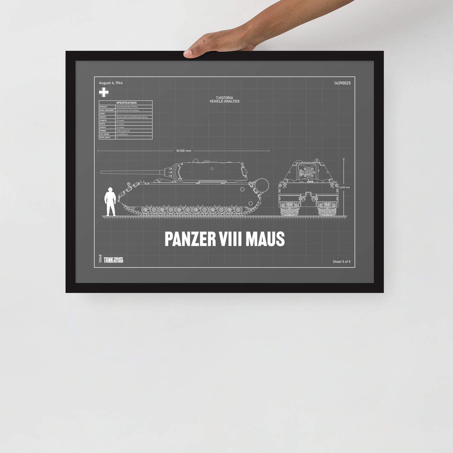 Panzer VIII Maus Blueprint Framed Poster 18" x 24"