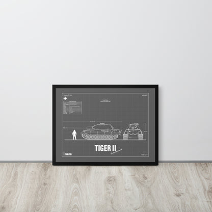Tiger II Blueprint Framed Poster 18" x 24"