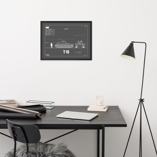 T-10 Blueprint Framed Poster 18" x 24"