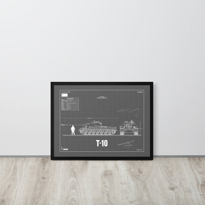 T-10 Blueprint Framed Poster 18" x 24"