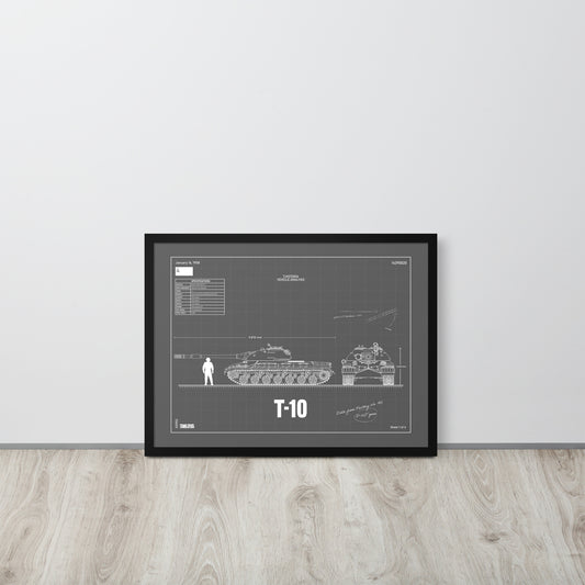 T-10 Blueprint Framed Poster 18" x 24"