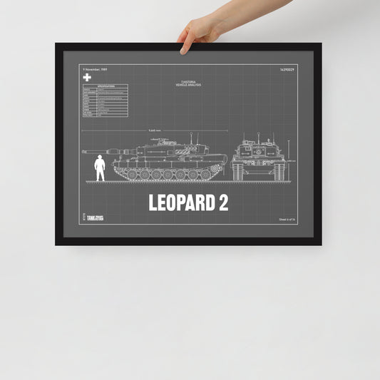 Leopard 2 Blueprint Framed Poster 18" x 24"