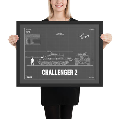 Challenger 2 Blueprint Framed Poster 18" x 24"
